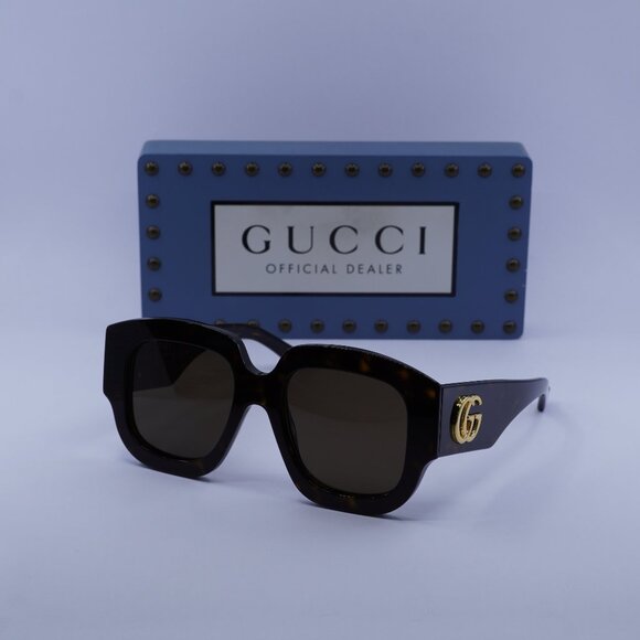 Gucci GG1546S 002 Square Sunglasses - Havana/Brown - Picture 1 of 10